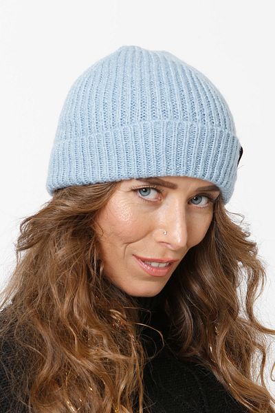 Vemod Mohair Folded Washed Knitwear Knitted Beanie - Baby Blue