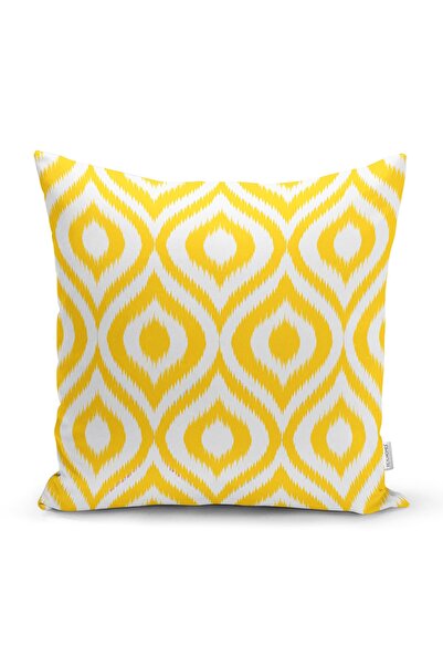 Realhomes Special Design Yellow Ikat Patterned Digital Printed Pillow Cushion...
