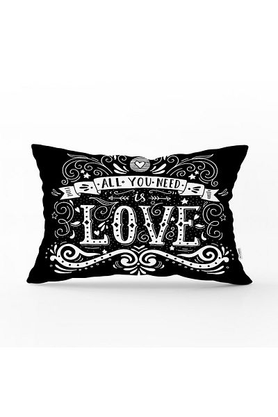 Realhomes Μαύρη Love Printed Διακοσμητική Ορθογώνια Μαξιλαροθήκη Ριχτάρι