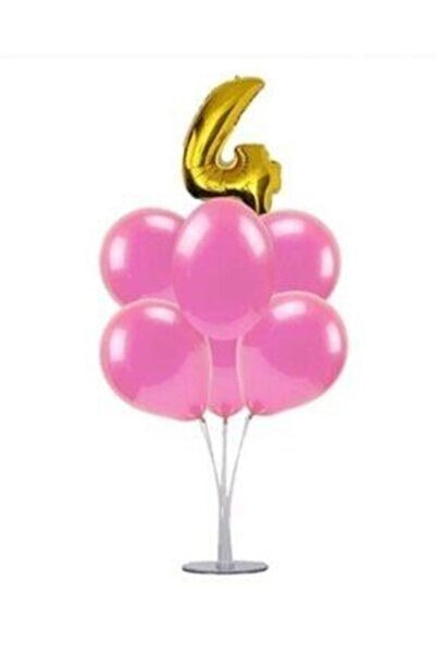 Şeker Adası Balon din folie cu cifre de 4 ani auriu 40 cm, suport pentru balo...