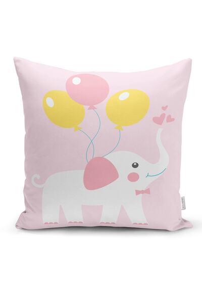 Realhomes Decorative Children's Room Pillow and Pillow Cover with Elephant on...
