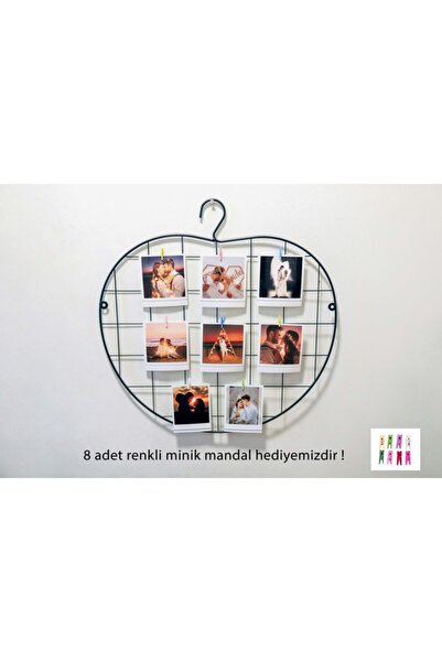 fullreyon Elma Tema Fotoğraf Askısı Tel Askılık Metal Pano Duvar Askılığı Notluk