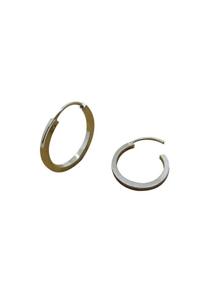 FASHİON JEWELRY Steel Hoop Earrings Silver Color
