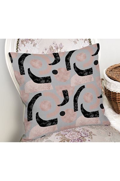 Realhomes Motiv de desen geometric abstract pe fundal gri Husă de pernă
