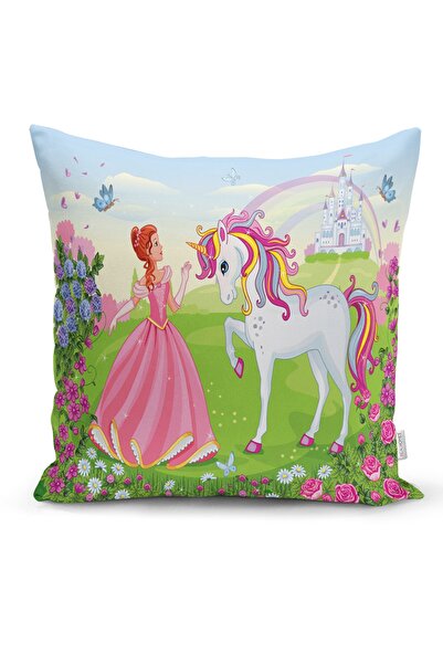 Realhomes غطاء وسادة لغرفة الأطفال بتصميم رسوم متحركة للأميرة القطنية ثلاثية ...