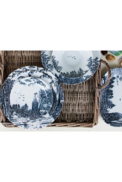 Porland 04por033872 Woods 24 Parça 6 Kişilik Tavus Kuşu Orman Desenli Yemek Takımı