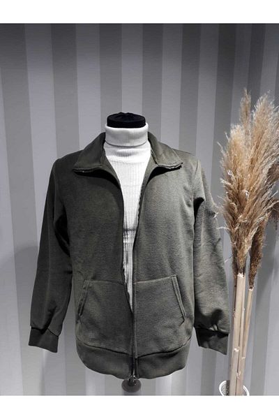 nacar çarşı Unisex Thick Winter Warm Front Zippered Fleece