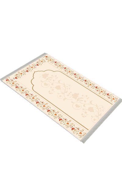 Estela Beige Non-Slip Base Prayer Rug