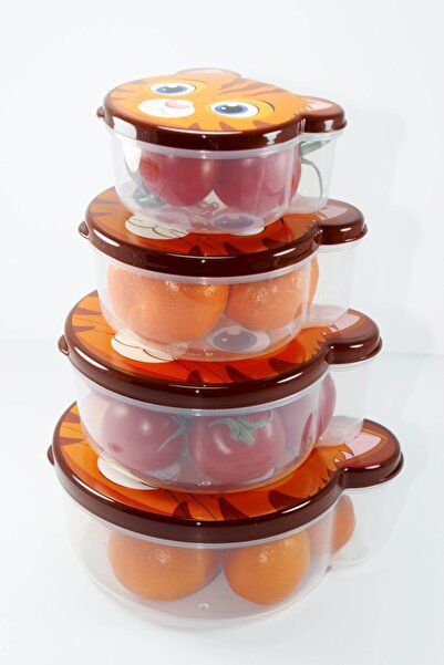 HOBBY LİFE مجموعة من 4 حاويات تخزين على شكل نمر حديقة الحيوان (متداخلة)