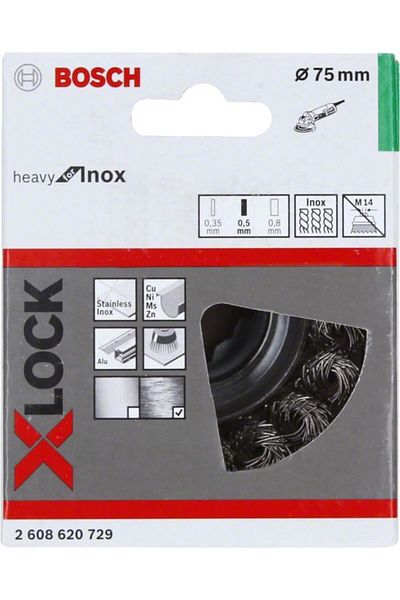 Bosch - X-lock - Heavy Series Twisted Wire Brush for Inox 75*0.5 Mm