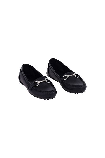 Moosefield Women's Black Genuine Leather Hand-Saddled Orthopedic Ballerinas