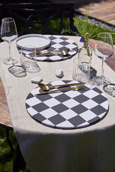 Emtory Home Set de 6 plăci de lenjerie de rață albă și neagră Serviciu american