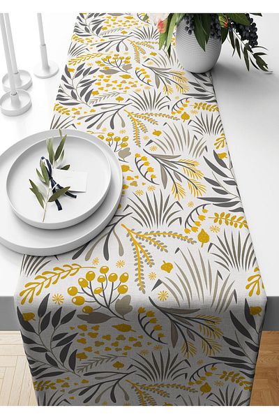Pilloveland Runner 40*140 Cm Tesut din piele intoarsa cu model floral afumat