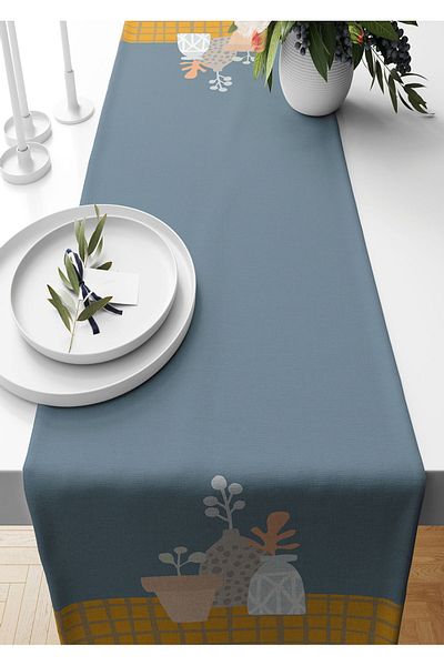 Pilloveland Runner 40*140 Cm Portret Calcedonie Tesut din piele intoarsa cu model