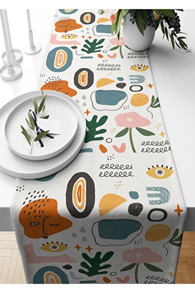 Pilloveland Runner 40*140 Cm Soyut Desenli Süet Dokuma