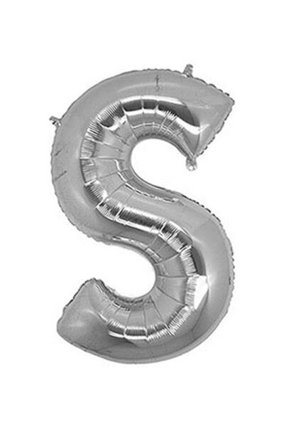 14Süs بالون هيليوم حرف S فضي مقاس 100 سم مقاس عملاق