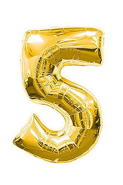 14Süs 5 Number Gold Foil Balloon Numbered Balloon 100 Cm Giant Size