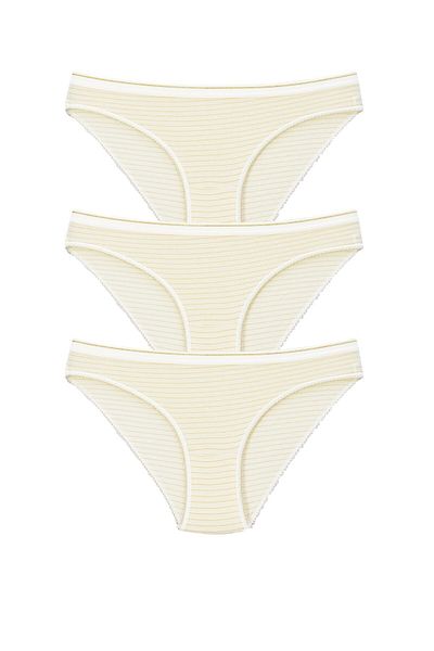 Pemilo Chiloți de bikini cu model pentru damă, pachet de 3 albi
