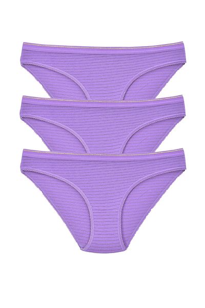Pemilo Chiloți de bikini cu model pentru damă, pachet de 3 mov