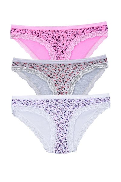 Pemilo Chiloți de bikini cu modele de culori mixte pentru damă, pachet de 3