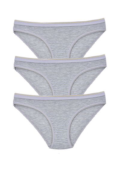 Pemilo Chiloți de bikini cu model pentru damă, pachet de 3 gri