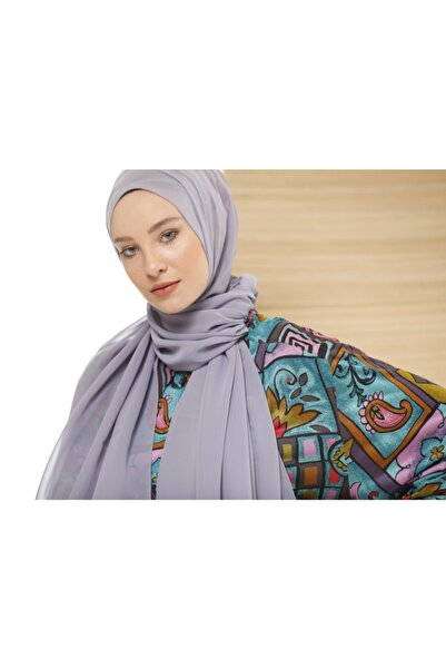 Differenza Krep Şifon Şal Koyu Gri