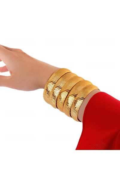 Yıldız Gold İmitasyon 22 Ayar Altın Kaplama 1.5 Cm Çapraz Model Bilezik