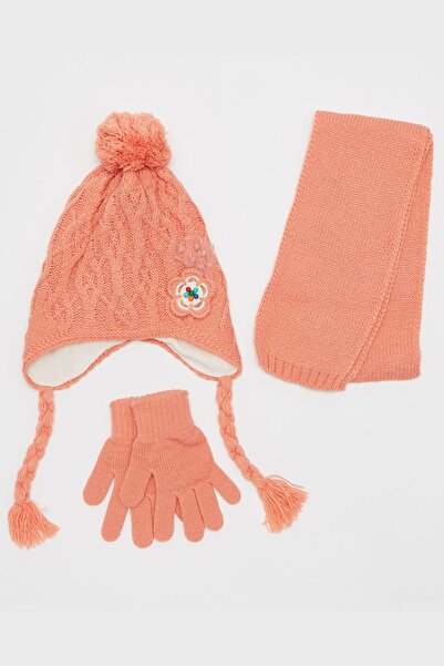 Vemod Exercise Girl's 3-Piece Beanie Set - Salmon