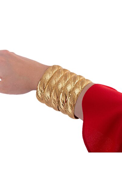Yıldız Gold İmitasyon 22 Ayar Altın Kaplama Desenli 1.5 Cm Imitaston Bilezik