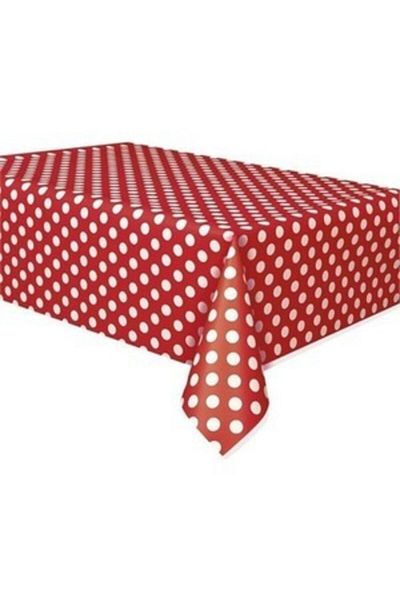 CLK Home Red PVC Lined Oilcloth Plastic Wipeable Table Cloth