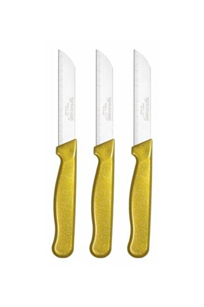 Solingen Meyve Ve Sebze Bıçağı Tırtıklı 3 Adet Simli Gold
