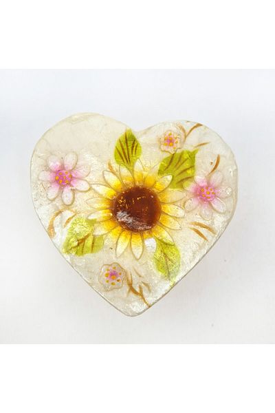 evinizdeki okyanus esintisi turkuaz hediyelik Small Mother of Pearl Box-heart-sunflower