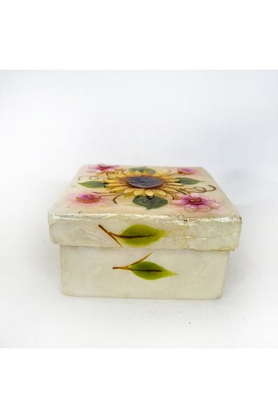 evinizdeki okyanus esintisi turkuaz hediyelik Small Mother of Pearl Box-square-sunflower
