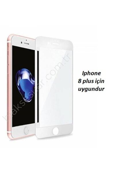 JACQUELYN Iphone 8 Plus Curve Tempered Glass Full Beyaz Cam Ekran Koruyucu