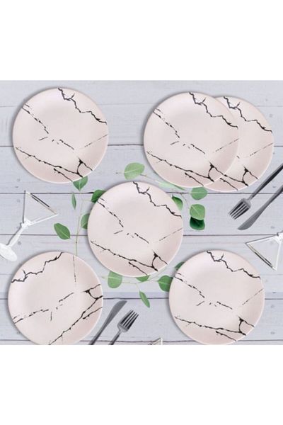 Keramika 6-Piece Plate Aegean Servis 26 Cm Matte Transparent White
