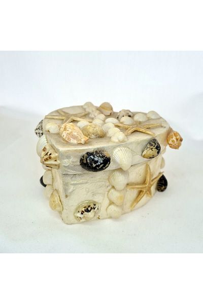 evinizdeki okyanus esintisi turkuaz hediyelik Medium Mother of Pearl Box-heart-mixed Shell