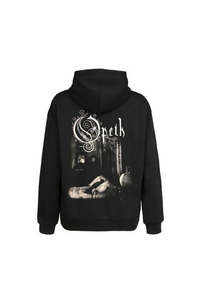 Orijin Tekstil Unisex Siyah Opeth Ön Arka Baskılı Kapüşonlu Sweatshirt