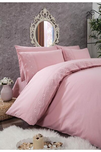 Kayra Pembe Güpürlü Nevresim Takımı