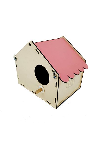 Demo Tasarım Roofed Nest House Model (PINK) Bird Nest