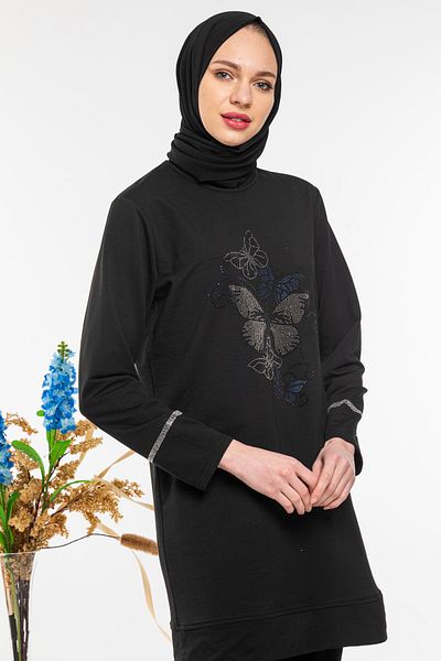 CNG MODA Women's Hijab Butterfly Jewelled Tracksuit Set Brand New