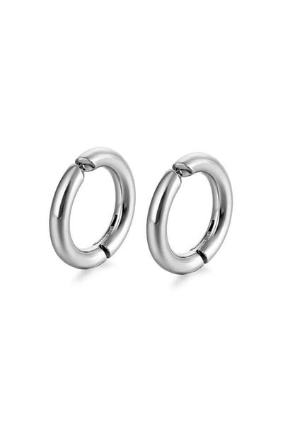 Jaida Moda Silver Compression Anti-Tarnish Steel Hoop Earrings