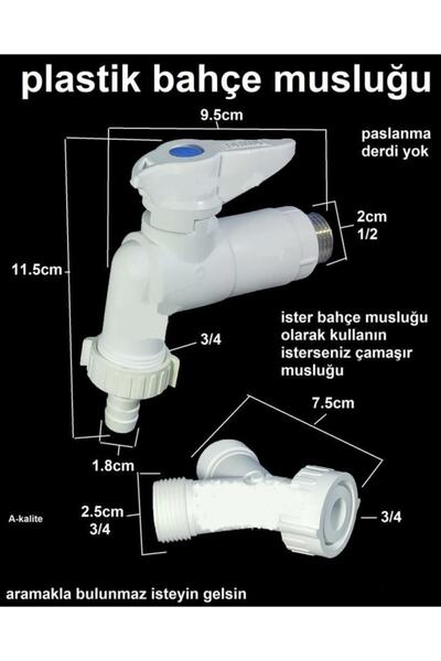 FORMÜL Plastik Bahçe Musluğu 1/2 Çamaşır Musluğu Çatalı Birlikte Set