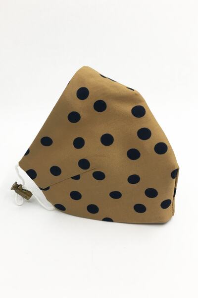 Vera Lacivert Puantiyeli Pamuk Saten Kumaş Yıkanabilir Maske