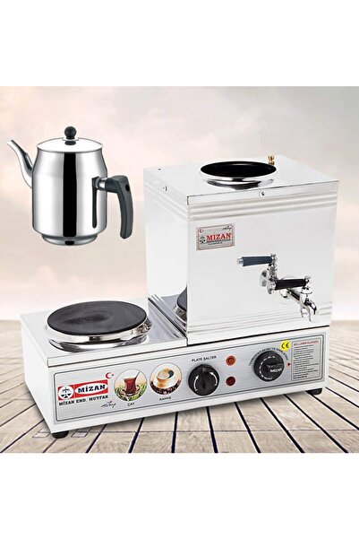 Mizan Tek Demlikli Elektrikli Pleytli 10 Lt. Çay Kazanı - Çelik Demlik Hediyeli -mc205 Çay Ocağı