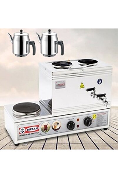 Mizan Çift Demlikli Elektrikli Pleytli 20 Lt. Çay Kazanı - 2 Adet Çelik Demlik -mc206 Çay Ocağı