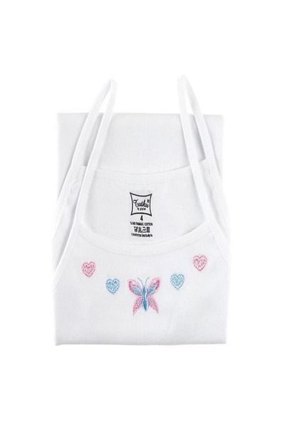Tutku Tricou pentru fetiță, brodat și cu curele din frânghie, 100% bumbac, pachet de 10