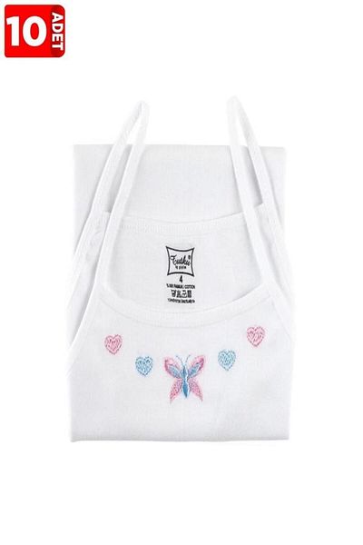 Tutku Tricou pentru fetiță, brodat și cu curele din frânghie, 100% bumbac, pachet de 10