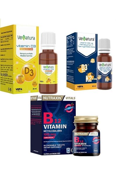 VeNatura D3k2 20 Ml - Drops+ Nutraxin Vitamin B12, 1000 Iu D3