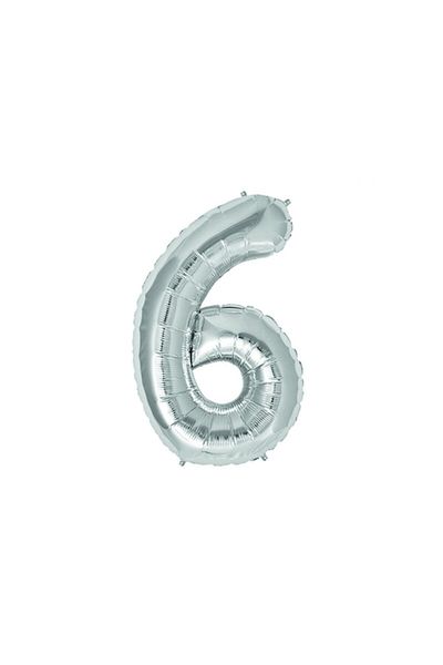 Deniz Party Store Silver Foil Balloon (6) Number 36 - 40 cm