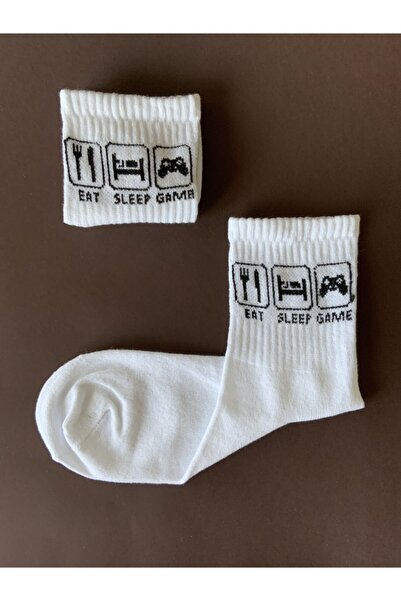 Atölye Merdiven Яжте, спете и играйте бели колежански тенис чорапи